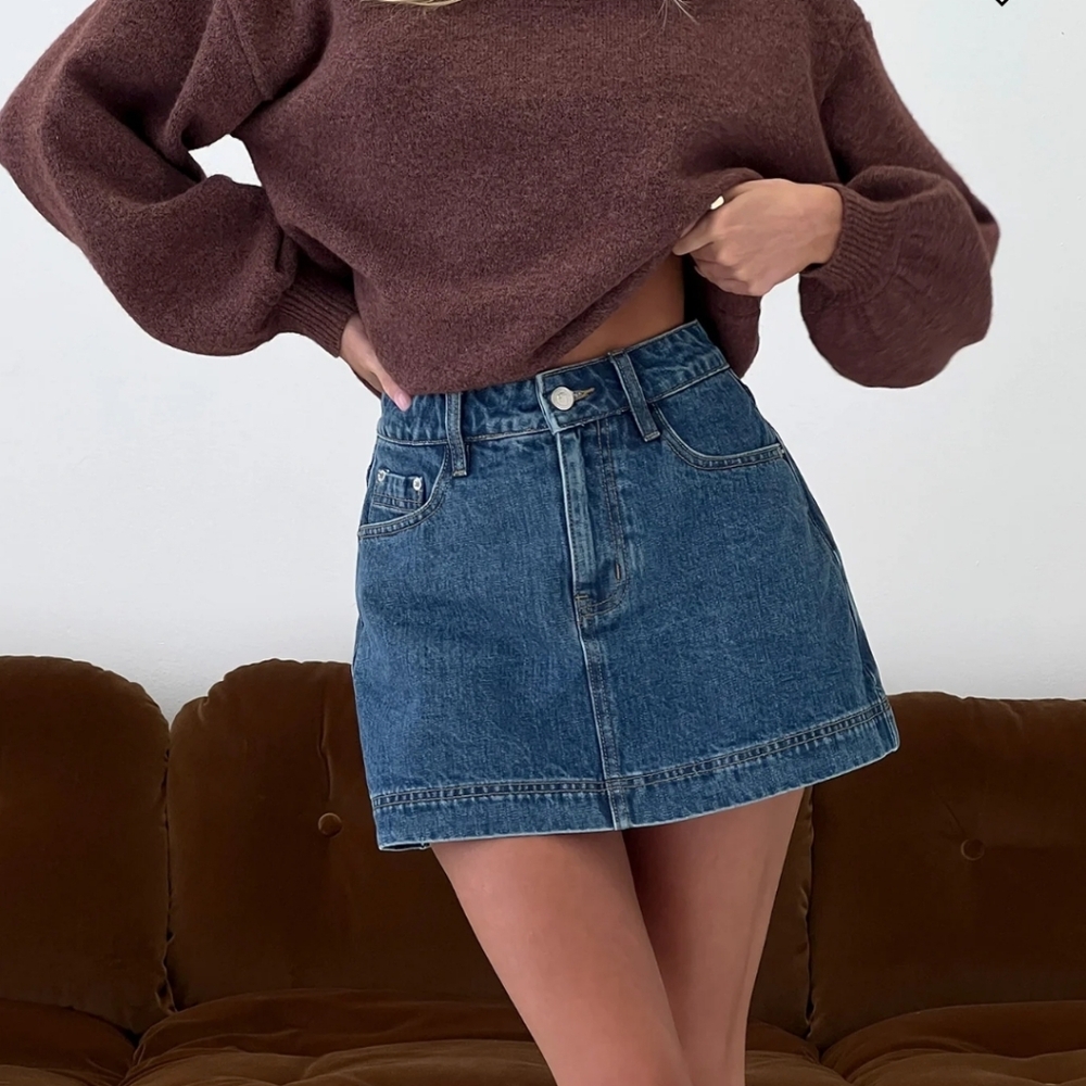 NWT Princess Polly Gazelle Denim Skort (Mid Wash )